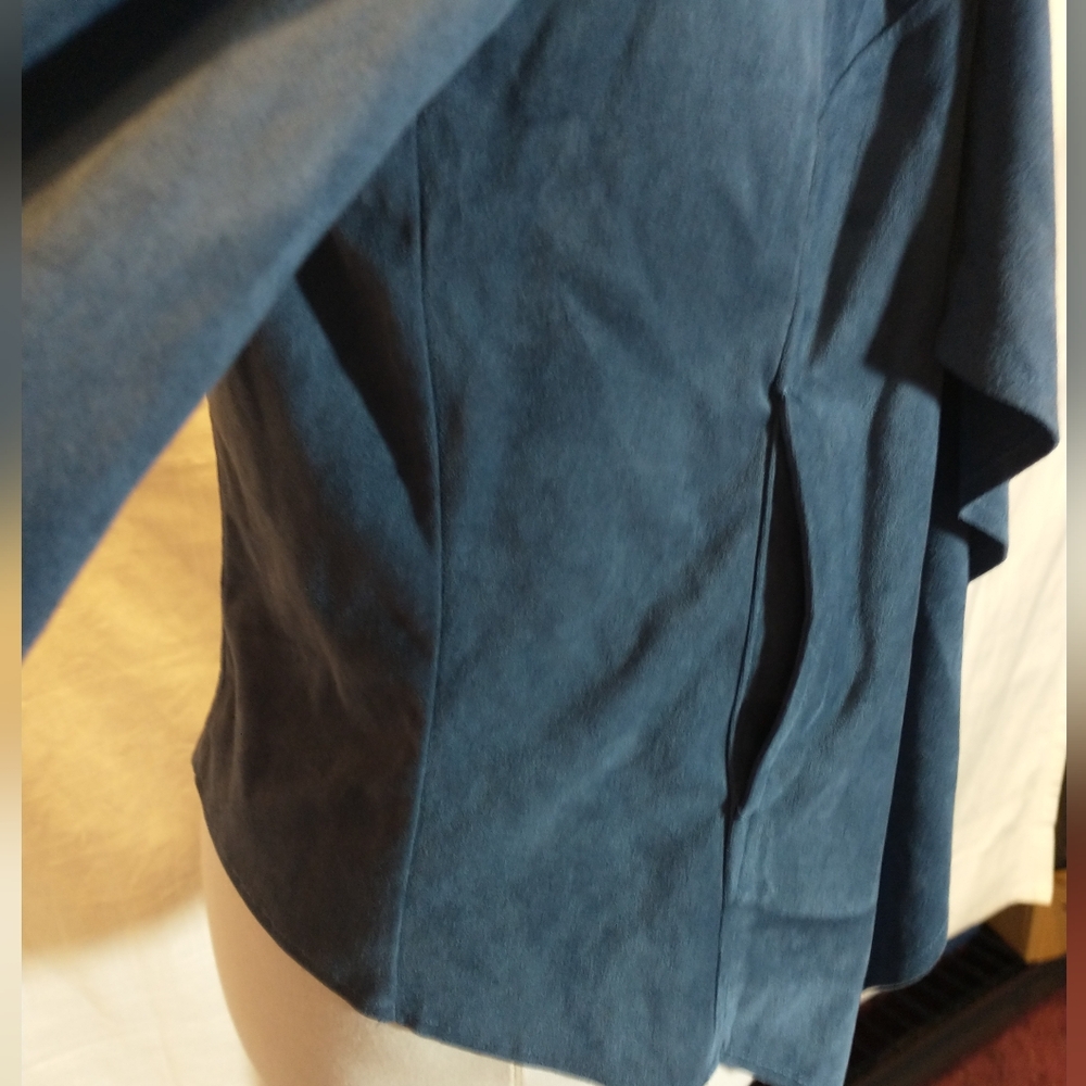 Women's Blue Open Front Jacket - Picture 5 of 8